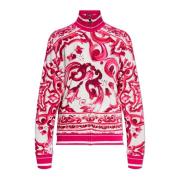 Dolce & Gabbana Sweatshirt med Majolica-mönster Pink, Dam