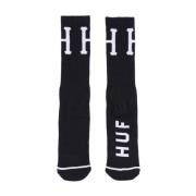 HUF Svarta Crew Socks med Logobroderi Black, Herr