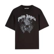 Palm Angels Grafiskt Tryck Crew Neck T-shirts Black, Herr