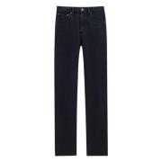 Saint Laurent Svarta Straight Leg Jeans med Central Veck Black, Dam