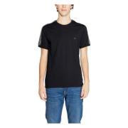 Emporio Armani Svart Bomull T-shirt Män Rund Hals Black, Herr