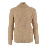 Polo Ralph Lauren Ull Kashmir Pullover Hög Hals Tröja Beige, Herr