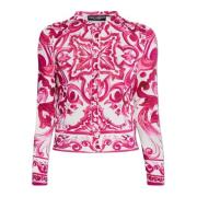 Dolce & Gabbana Cardigan med Majolica-mönster Pink, Dam