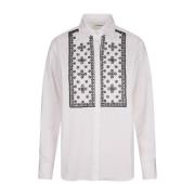 P.a.r.o.s.h. Vit Bomull Poplin Broderad Skjorta White, Dam