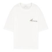 Laneus Boxy Crew Neck T-Shirt med Logo Broderi White, Unisex