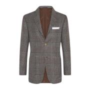 Kiton Kashmir Glen Plaid Jacka Gray, Herr