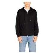 Armani Exchange Svart Hoodie med Dragkedja Black, Herr