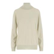 Jil Sander Ulltröja Hög Hals Elfenben Bakre Slits Beige, Dam