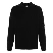 C.p. Company Svart Crew Neck Tröja med Linsdetalj Black, Herr