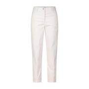 Cinque Velvet Straight Leg Trousers Beige, Dam