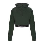 Palm Angels Grön Crop Zip-Up Hoodie Green, Dam