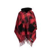 Desigual Stilren Rosa Huva Poncho med Kontrastdetaljer Red, Dam