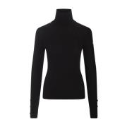 Moncler Svart Turtleneck Jumper Lättstickad Black, Dam