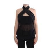 Exte Elegant Svart Omlott Topp Blus Black, Dam