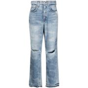 Cotton Citizen Svart Kate Straight-Leg Ripped Jeans Blue, Dam