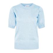 Saint Tropez Heather Melange Stickad Tröja Blue, Dam