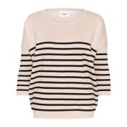 Saint Tropez Randig Oversized Pullover Tröja Gray, Dam