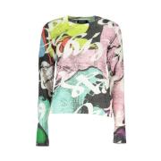 Desigual Elegant Kontrast Pullover Multicolor, Dam