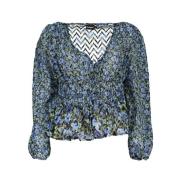 Desigual Mönstrad Blus med V-ringning Multicolor, Dam