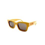 Fendi Signature Herr Fyrkantiga Solglasögon Brun/Gul Yellow, Herr