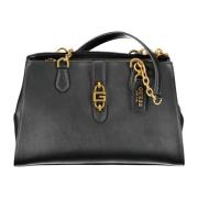 Guess Elegant svart satchel med kontrasterande detaljer Black, Dam