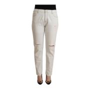 PINKO Vit Mid Waist Skinny Denim Jeans White, Dam