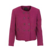 Pinko Fuchsia Bomull Blazer Dubbelknäppt Jacka Purple, Dam