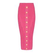 Balmain Knäppt stickad kjol Pink, Dam