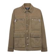 Balmain Multipocket Utilitarian Denimjacka Beige, Herr