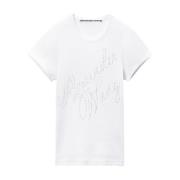 Alexander Wang Cursive Logo Fitted Tee Vit White, Dam