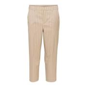 Kaffe Straight-leg Cropped Pants Sand/Black Pin Stripe Beige, Dam