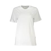 Patrizia Pepe Broderad Rundhals T-shirt White, Dam