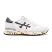 Premiata Mick_6873 Vit Sneaker med Blå Vintageinsatser White, Herr