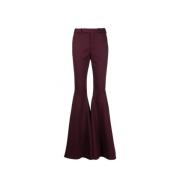 Saint Laurent Flared Wool Blend Trousers Burgundy Red, Dam