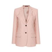 Gucci Rosa Ull Jacquard Blazer Pink, Dam