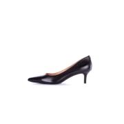 Ralph Lauren Svarta skinnpumps med klack Black, Dam