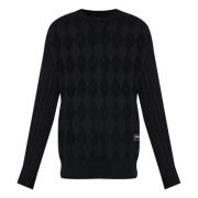 Balmain Svart Stickad Tröja Black, Herr