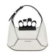 Alexander McQueen Vit Läder Mini Jewelled Hobo Handväska White, Dam