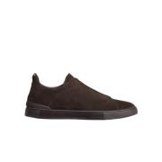 Ermenegildo Zegna Bruna Triple Stitch Slip-On Sneakers Brown, Herr