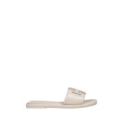 Tory Burch Double T Sport Slide i Dulce de Leche/Guld Beige, Dam