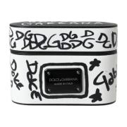 Dolce & Gabbana Präglad läder Airpods-fodral med Scribble Logo Black, ...