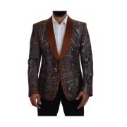 Dolce & Gabbana Bronze Monkey Print Silke Blazer Jacka Multicolor, Her...