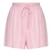 Ottod'Ame Silkeblandning Elastisk Midja Dragsko Shorts Pink, Dam