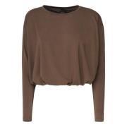 Pinko Brun Draperad Långärmad Jersey Skjorta Brown, Dam