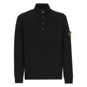 Stone Island Svart Ulltröja Hög Hals Black, Herr