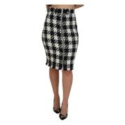 Dolce & Gabbana Houndstooth High Waist Pencil Skirt Black, Dam