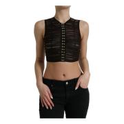 Dolce & Gabbana Dekorerad Nylon Cropped Top Black, Dam