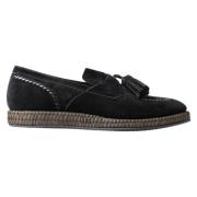 Dolce & Gabbana Elegant Svart Mocka Espadrilles Sneakers Black, Herr