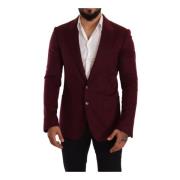 Dolce & Gabbana Maroon Peak Lapel Blazer Jacka Logo Red, Herr