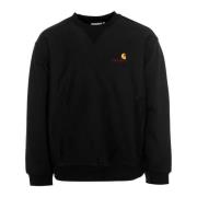 Carhartt Wip Script Sweatshirt Casual Fit Logo Brodyr Black, Herr